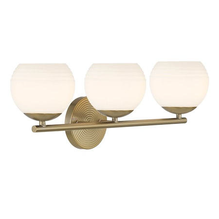 Designers Fountain Moon Breeze 24.75in 3-Light Brushed Gold Modern Indoor Vanity Light with Etched Glass Shades D251H-3B-BG